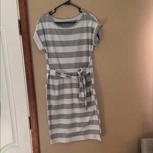 Gray Striped Casual Dress